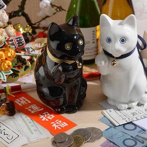 ド*猫様 純銀製　刻印　キセル　時代物　送料無料　総重量48.8g 招き猫｜へそくりの招き猫 壱号 黒 (中) | 肥前吉田焼 | Kata Koto ｜BECOS