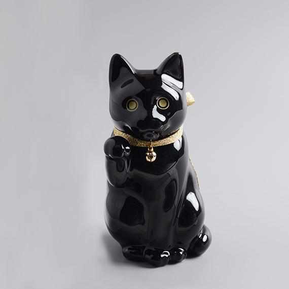 【招き猫】へそくりの招き猫 壱号 黒 (中) | 肥前吉田焼 | Kata Koto