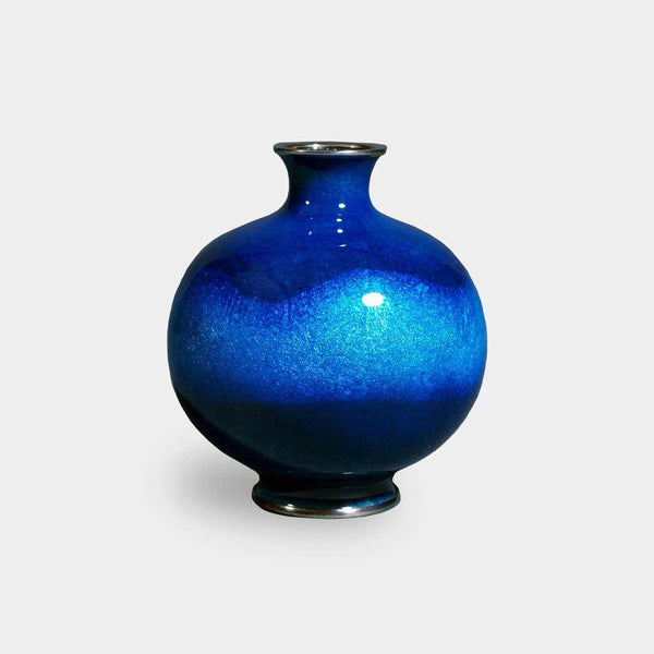 新品正規品  218g☆安藤七宝 おしい 花瓶 19cm壷 桜紋 一輪挿し 翡翠玉釉 花器