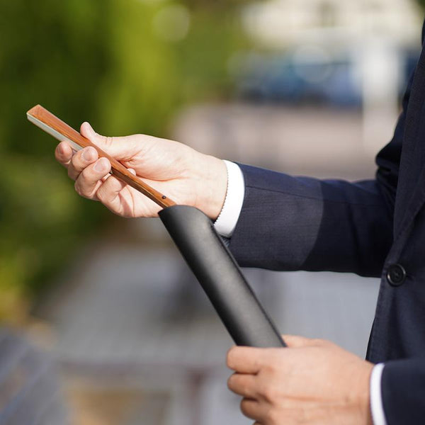 【扇子袋】牛皮 黒 7.5寸 | 京扇子 | 米原康人・専用