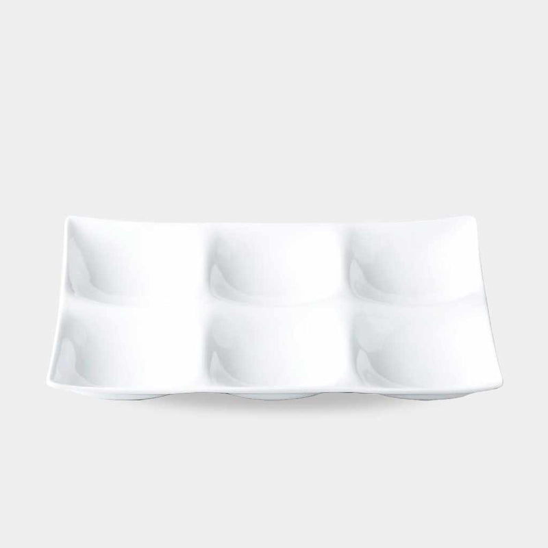 【美濃焼】マルモ加藤陶器 白磁 コケワ 6つ仕切り皿