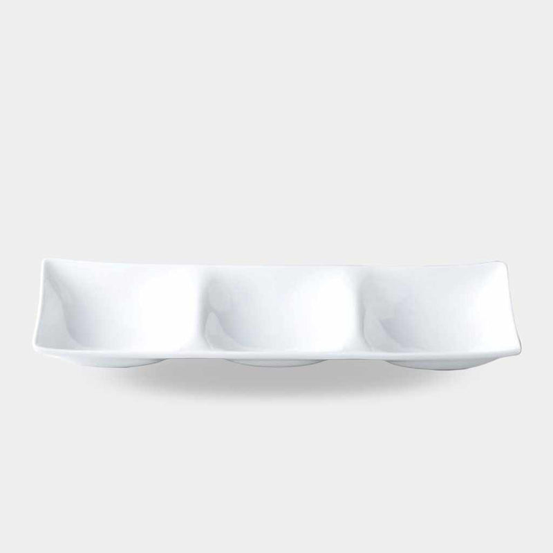 【美濃焼】マルモ加藤陶器 白磁 コケワ 3つ仕切り皿