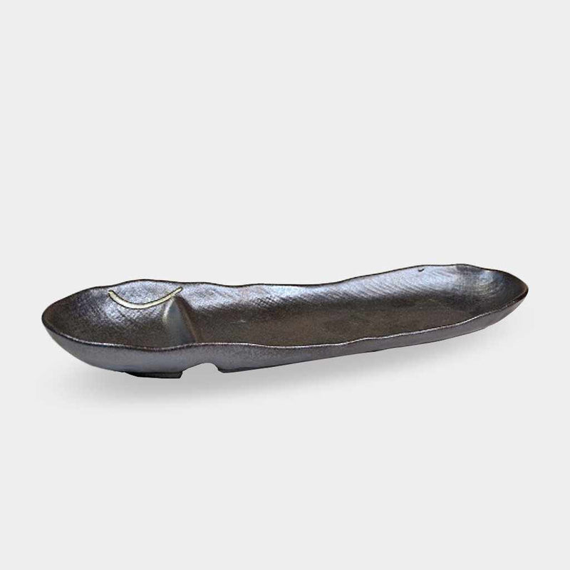 【美濃焼】マルモ加藤陶器 舟型仕切り付き長皿 黒
