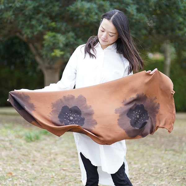 【絞り染め】三毳山麓工房 ストール 梨地紋 ブロン