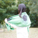 【絞り染め】三毳山麓工房 ストール 玉のり猿紋 グリーン