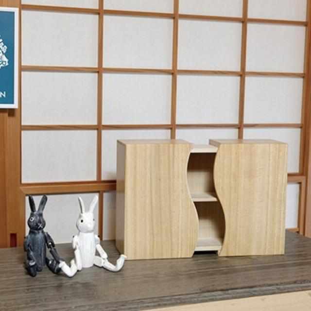 【加茂桐箪笥】想ひ凾 (野本桐凾製作所) 桐の飾り棚 (木地 クリア)