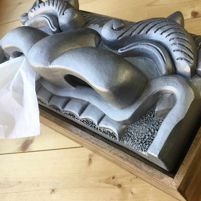 【三州鬼瓦】鬼福製鬼瓦所 ティッシュケース（笑顔の鬼瓦）