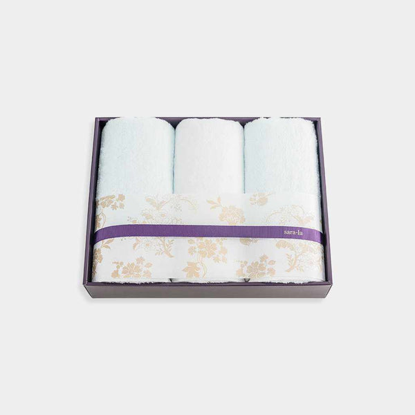 【タオル】「彩-irodori-」フェイスタオル3枚セット (ブルー・ホワイト) | 今治タオル