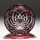 【ぐい呑】菊と矢来 -kiku yarai- (赤)｜切子