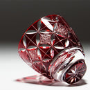 【ぐい呑】菊七宝 -kiku shippo- (赤)｜切子