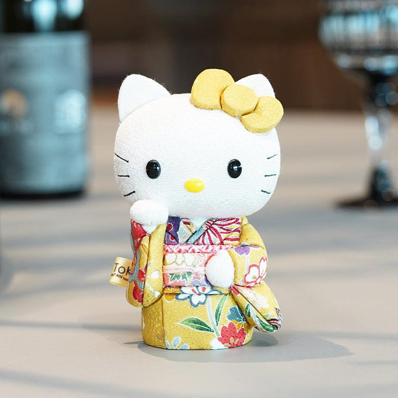 【招き猫】招きハローキティ (黄) | 江戸木目込み