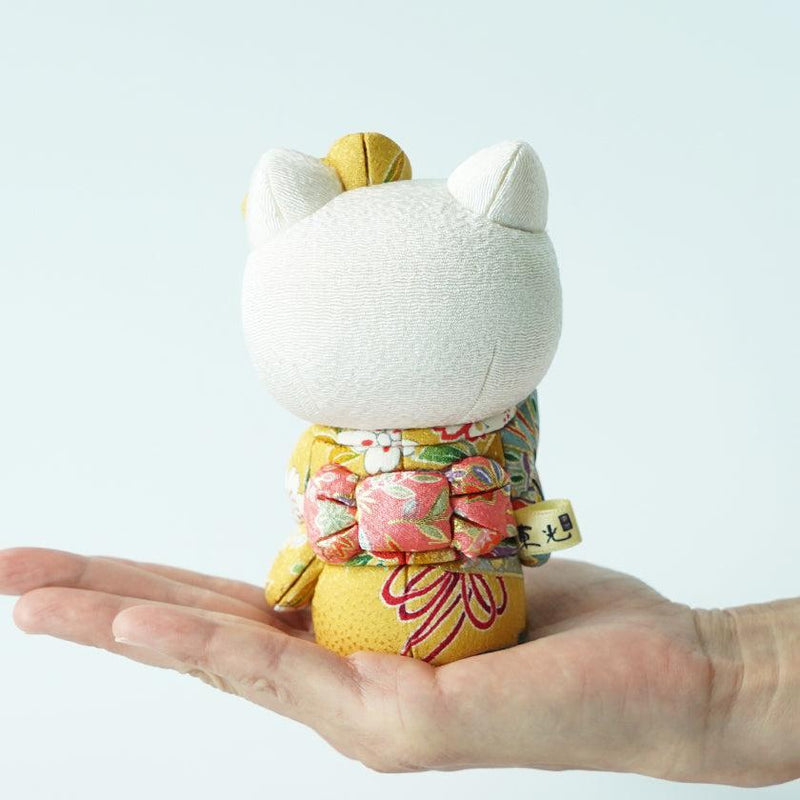【招き猫】招きハローキティ (黄) | 江戸木目込み