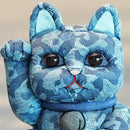 【招き猫】迷彩柄 (青) M | 江戸木目込み | 柿沼人形