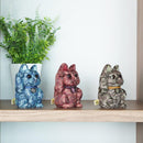 【招き猫】迷彩柄 (青) M | 江戸木目込み | 柿沼人形