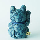 【招き猫】迷彩柄 (青) M | 江戸木目込み | 柿沼人形