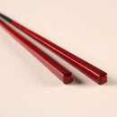 【夫婦箸】黒檀 四角 漆塗 箸置付 (21.5, 23.0cm) | 若狭の塗箸 | 箸蔵まつかん