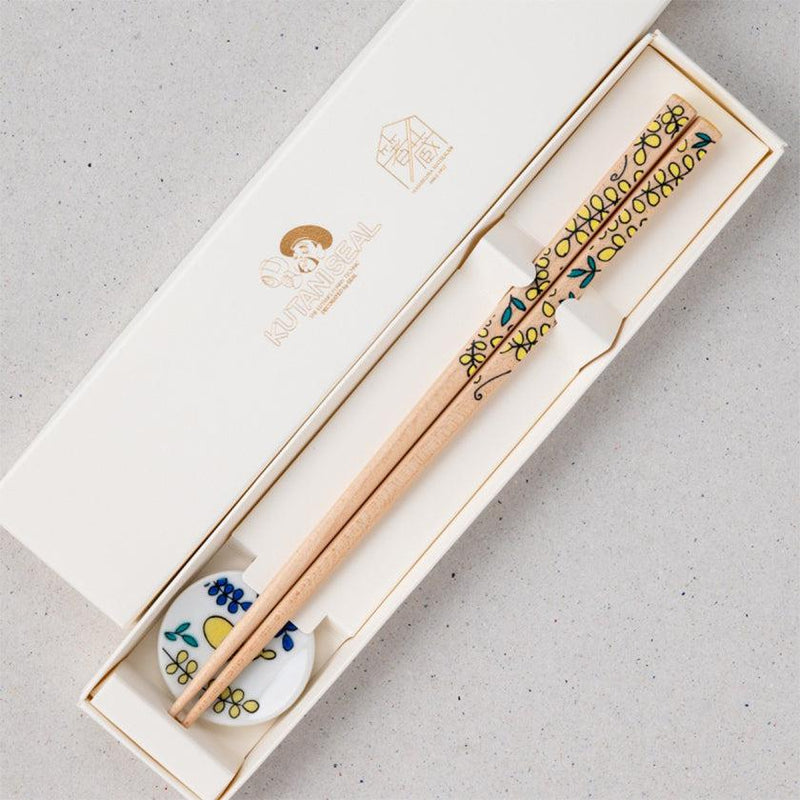 【箸】KUTANI SEAL 藤 22.5cm (食洗機 可) 箸置き ギフト箱付 | 若狭塗 | 箸蔵まつかん