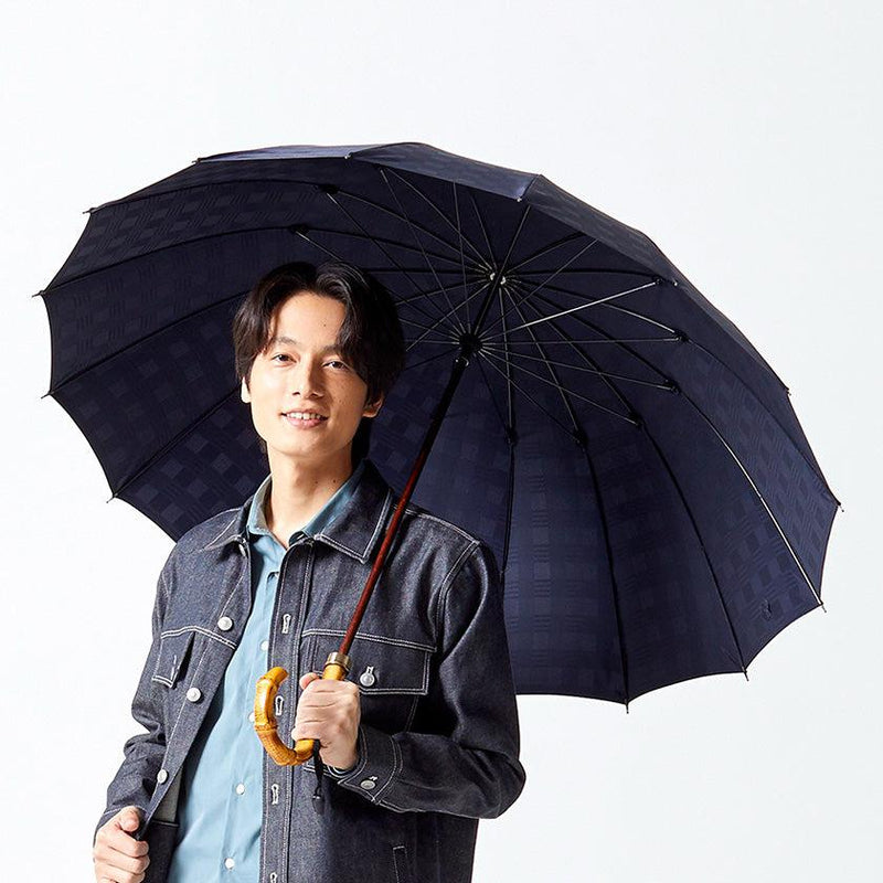 【雨傘】紳士 チェス ロング カーボン (ネイビー) | 東京洋傘 | 宮内庁御用達 前原光榮傘商店