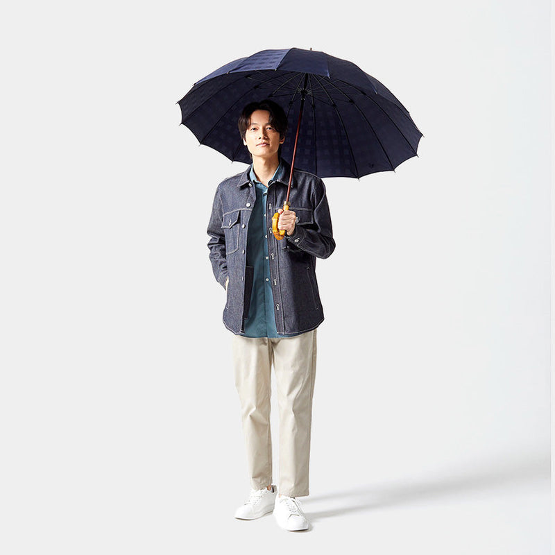 【雨傘】紳士 チェス ロング カーボン (ネイビー) | 東京洋傘 | 宮内庁御用達 前原光榮傘商店
