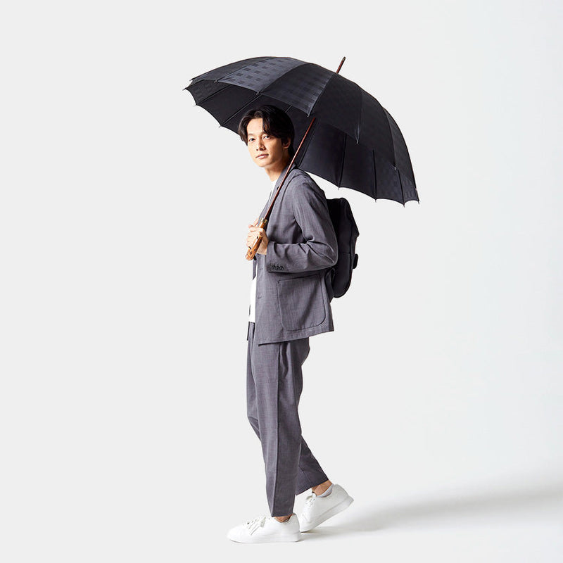 【雨傘】紳士 チェス ロング カーボン (ブラック) | 東京洋傘 | 宮内庁御用達 前原光榮傘商店
