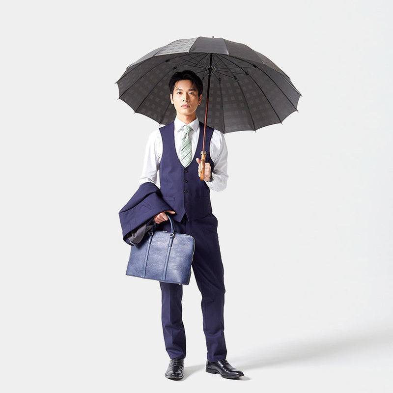 【雨傘】紳士 チェス ロング カーボン (グレー) | 東京洋傘 | 宮内庁御用達 前原光榮傘商店