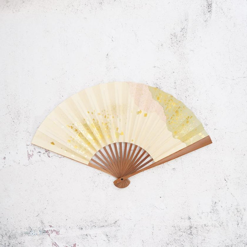 【扇子】女持 箔 桃緑 本煤竹 | 江戸扇子｜雲錦堂 深津扇子店