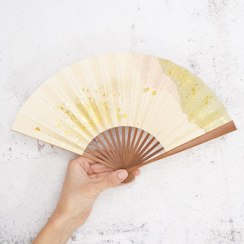 【扇子】女持 箔 桃緑 本煤竹 | 江戸扇子｜雲錦堂 深津扇子店