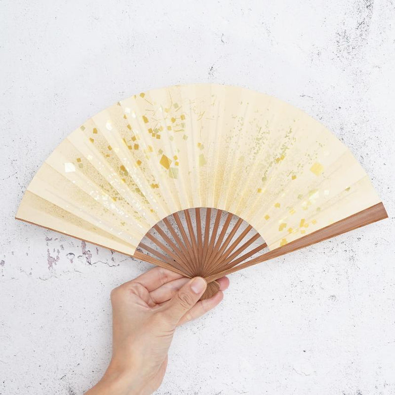 【扇子】女持 箔 金橙 本煤竹 | 江戸扇子｜雲錦堂 深津扇子店