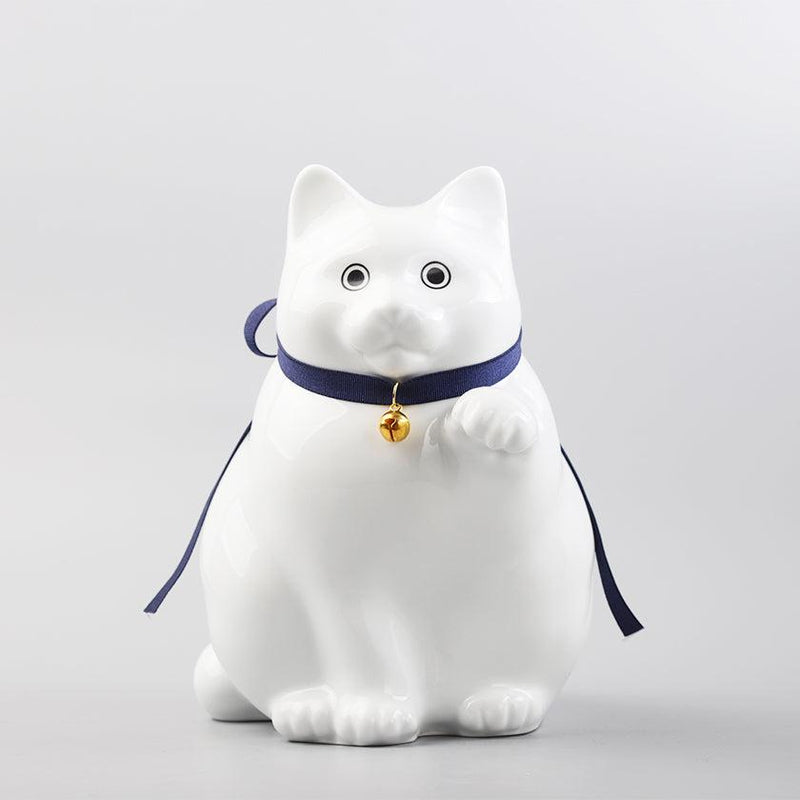 【招き猫】へそくりの招き猫 弍号 白丸 | 肥前吉田焼 | Kata Koto