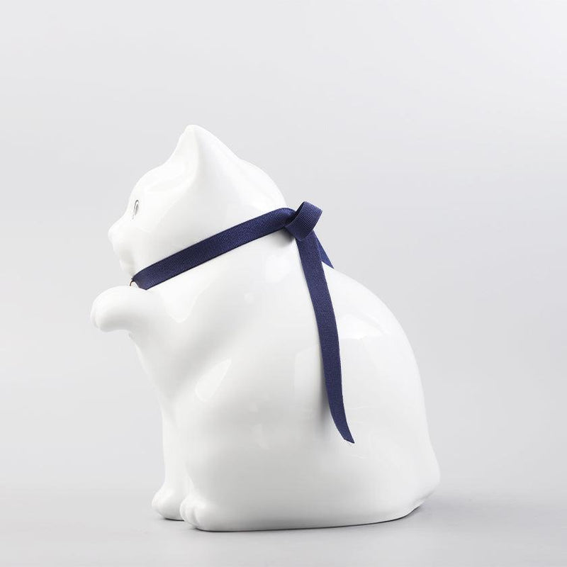 【招き猫】へそくりの招き猫 弍号 白丸 | 肥前吉田焼 | Kata Koto