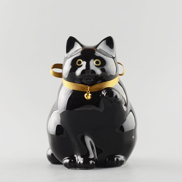 招き猫｜へそくりの招き猫 弍号 黒丸 | 肥前吉田焼 | Kata Koto ｜BECOS