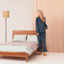 【パジャマ】コットンウールパイル ターコイズ セットアップ