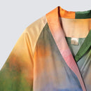 【ルームウェア】ウォータカラーシルクガウン ミスティレイク