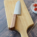 【三徳包丁】180ｍｍ 高炭素ステンレス鋼割込 磨きダマスカス 樫八角柄-柿渋仕上- | 堺刃物 | 山脇刃物製作所