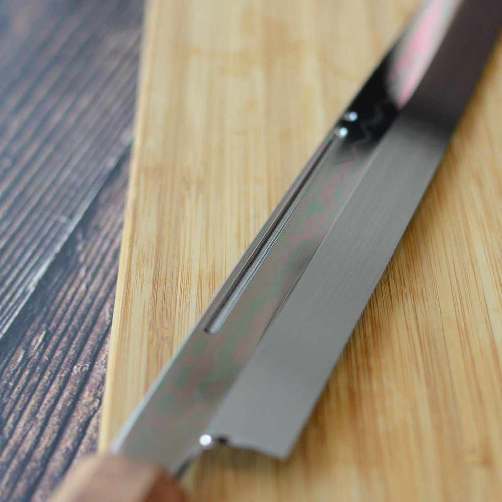 柳刃包丁｜300mm 白二鋼水焼本焼 鏡面波浮かし/樋入り 千本黒柿柄鞘