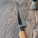 【先丸蛸引包丁】330mm 白二鋼水焼本焼 鏡面波浮かし 一位八角柄 | 堺刃物 | 郷右馬允義弘