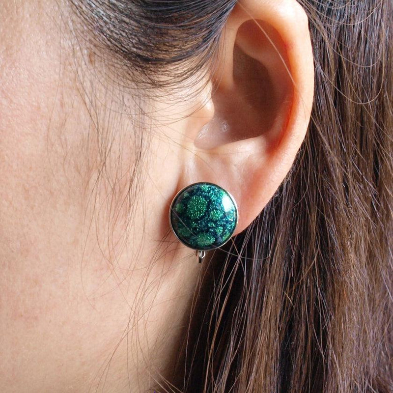 【イヤリング】丸15mm 透(Suke) 全6色 | 無線銀貼七宝