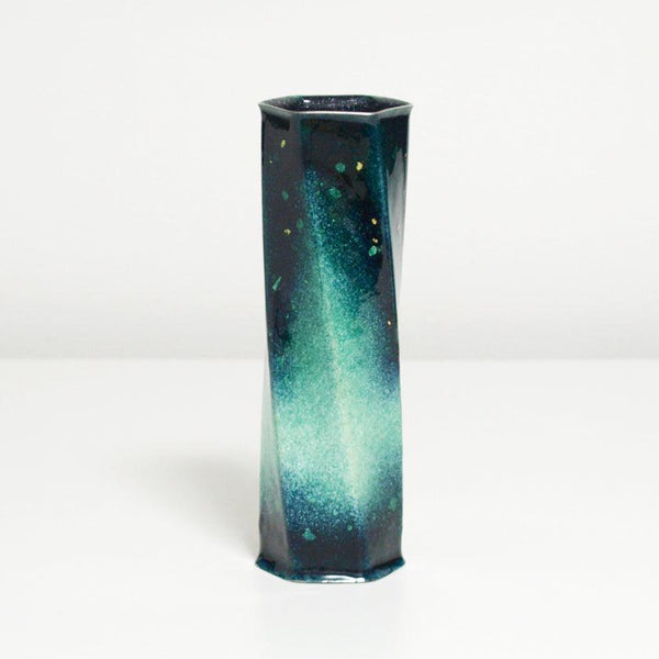 【一輪挿し】六角形 水(緑) | 無線銀貼七宝