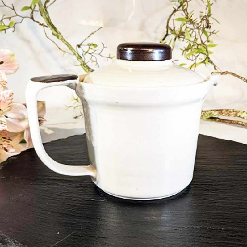 【美濃焼】マルモ加藤陶器 広口ポット 粉引 (アミ付)
