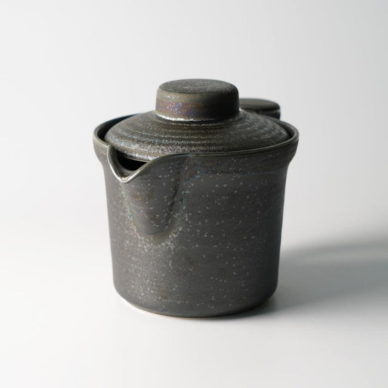 【美濃焼】マルモ加藤陶器 広口ポット 黒銀彩 (アミ付)