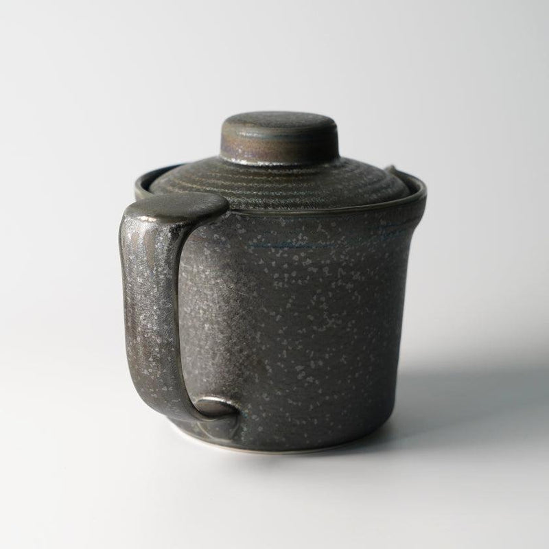 【美濃焼】マルモ加藤陶器 広口ポット 黒銀彩 (アミ付)
