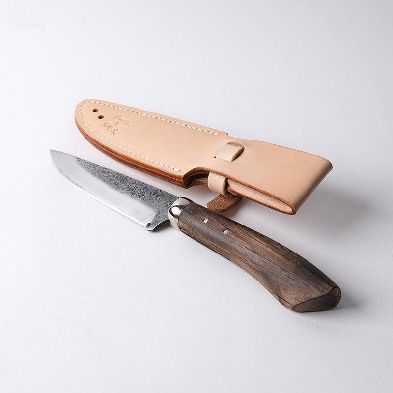 【シースナイフ】黒猪 岩井丈 作 古式鍛錬 静寂 (しじま) Custom Knife | 越前打刃物 | 鍛冶工房いわい