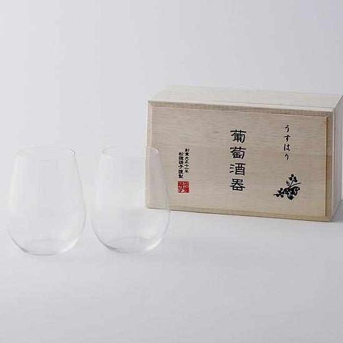 【江戸硝子】うすはり 葡萄酒器 ボルドー 2ヶセット 木箱入