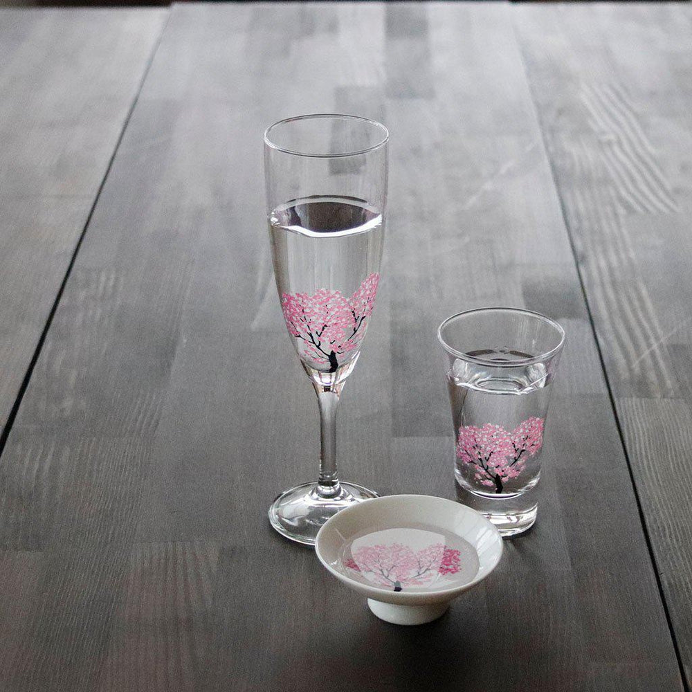 シャンパングラス2点セット｜冷感 桜 | 丸モ高木陶器 ｜BECOS