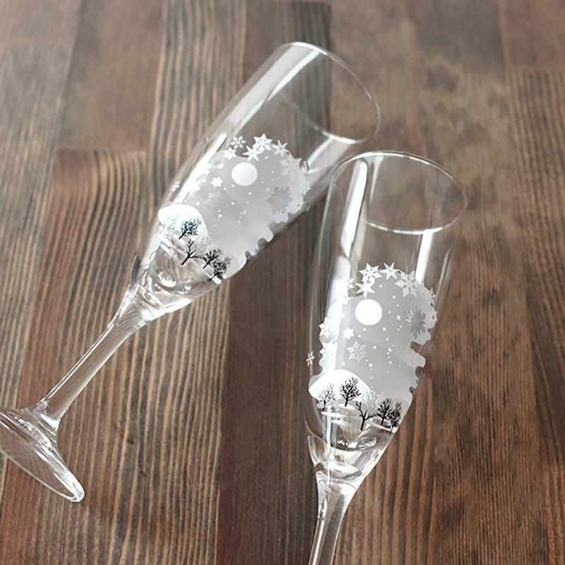 【シャンパングラス2点セット】冷感 雪結晶 | 丸モ高木陶器