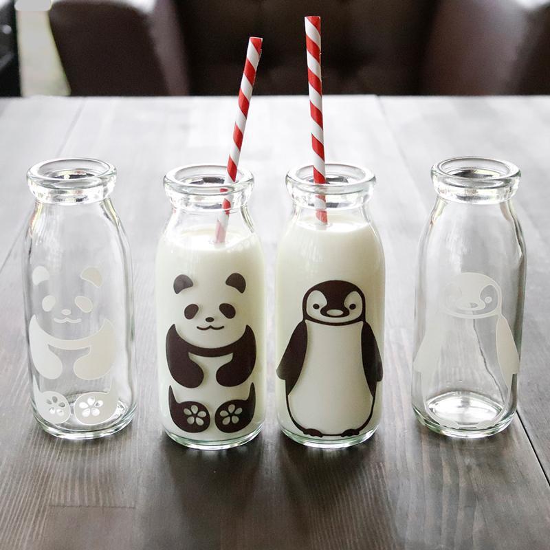 グラス2点セット|冷感 牛乳スマイルグラス (パンダペンギン) 丸モ高木陶器 |BECOS ガラススプーン パンダ柄 2本