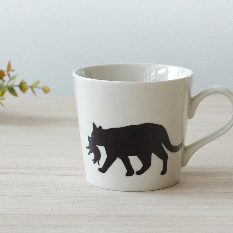 【マグカップ】温感 くわえる猫 (ニューボン) | 美濃焼 | 丸モ高木陶器
