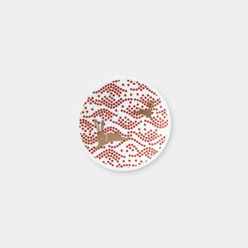 【豆皿】朱金 波うさぎ | 美濃焼 | 丸モ高木陶器