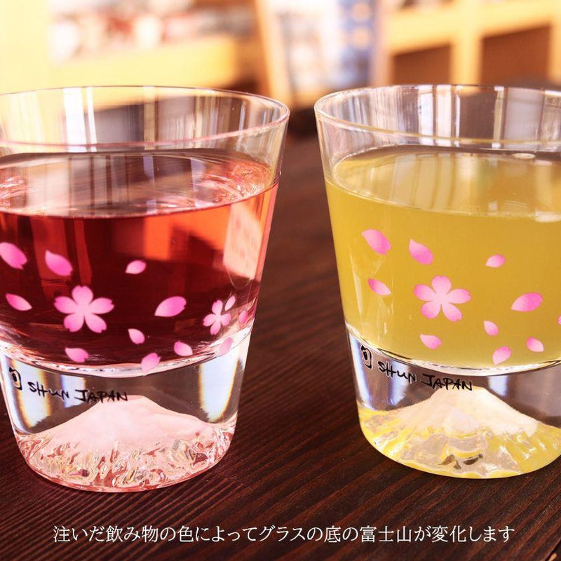 【ロックグラス】冷感 桜舞富士山 (木箱入) | 丸モ高木陶器