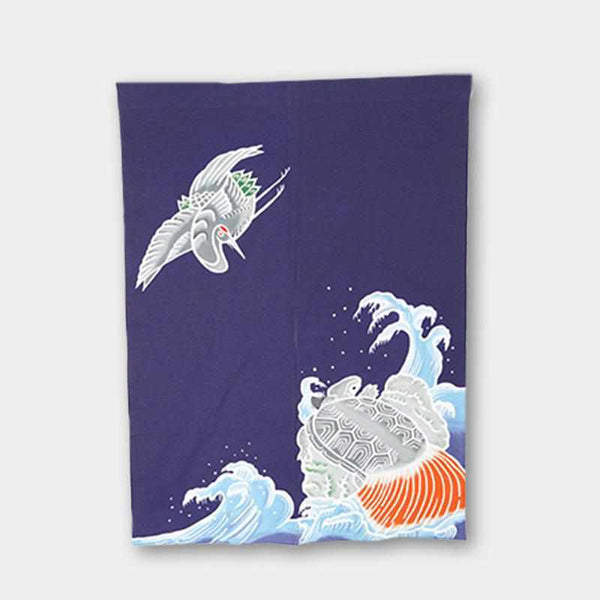 【のれん】鶴と亀 | 筒描き染め